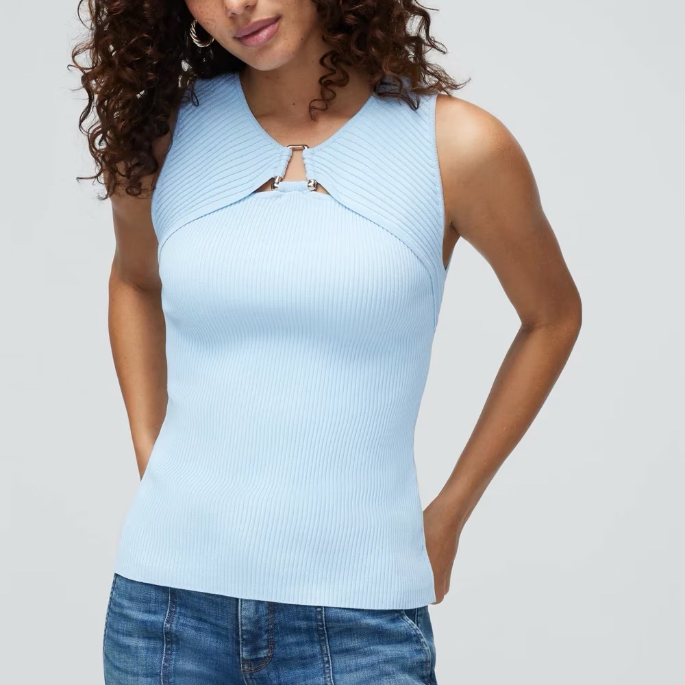 Light Blue Sleeveless Ribbed Top